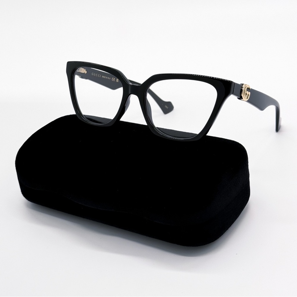 NEW GUCCI GG1542S 001 CAT EYE BLACK BROWN/CLEAR WOMEN SUNGLASSES GUCCI - Picture 3 of 16